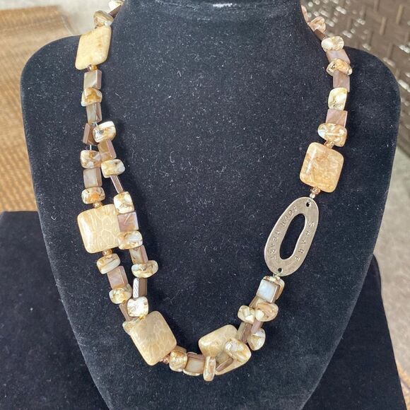 Earth Tone Ceramic Chunky  Inspirational Necklace - Picture 3 of 11